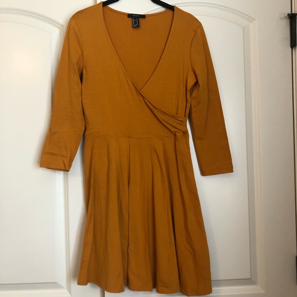Forever 21 mustard yellow wrap dress